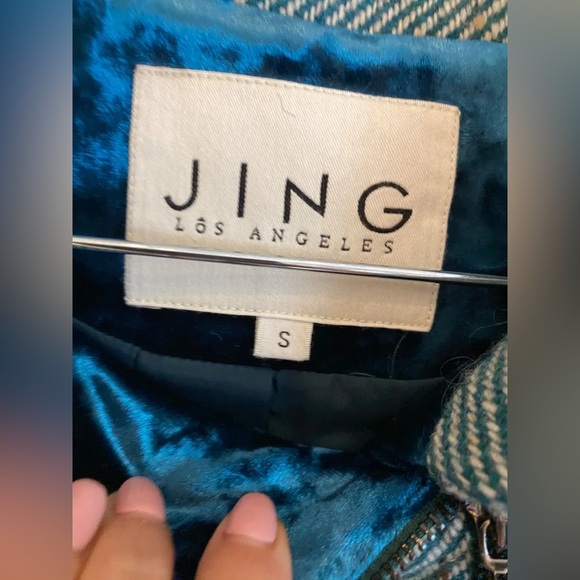 Jing Los Angeles velvet herringbone striped jacket size small - Picture 3 of 6